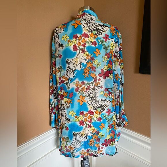 Marsh Landing 100% Silk City Print Tunic Mini Dress or Swim cover up XL - Picture 4 of 6